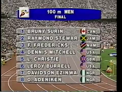 Line-up for 100m Final at Barcelona '92