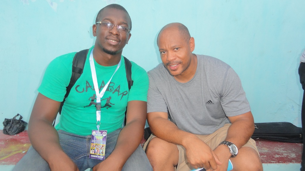 Maurice Greene, Nigeria's Relay Team Coordinator (R), with Making of Champions Founder & CEO, Bambo Akani (L)