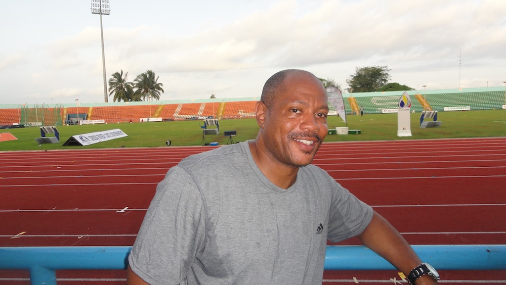 Maurice Greene, Team Nigeria's Relay Coordinator, at the UJ Esuene Stadium, Calabar, during the 2014 Nigerian Athletics Championships