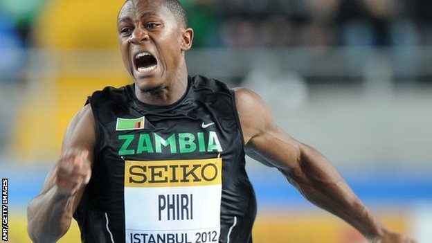 Zambia's Gerald Phiri has run a PB of 10.03 seconds in the 100 metres in 2014