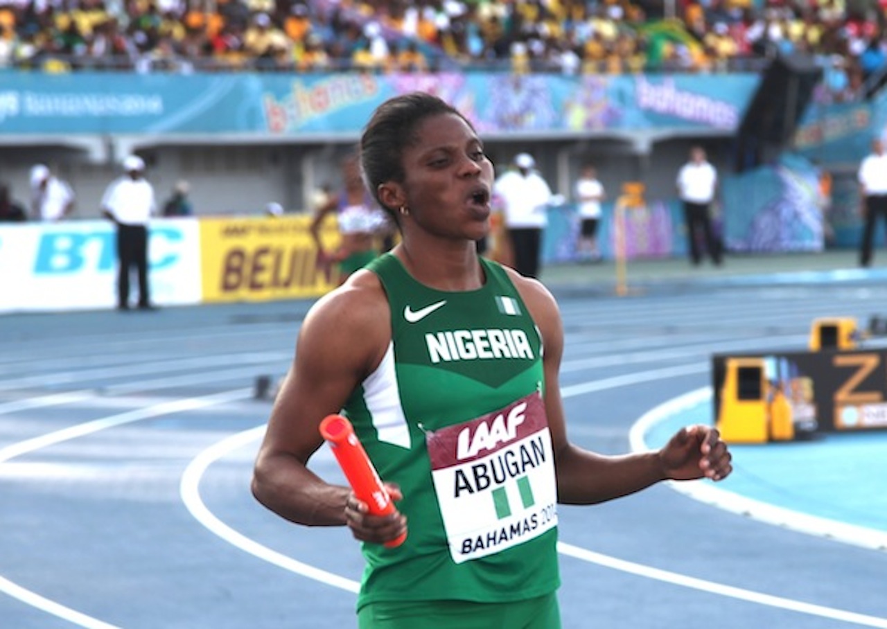 Folashade Abugan at the World Relays in the Bahamas. She is Nigeria's 400m Champion in 2014, winning at the  Nigerian National Championships in 51.39s!