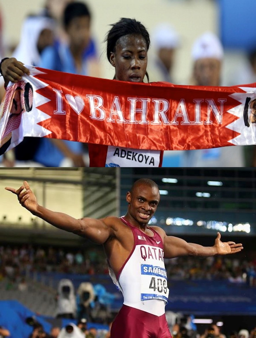 Adekoya sets a PB of 54.59s to win the 2014 Doha Diamond League 400mH &  Ogunode after setting a new Asian Games Record (9.93s). (Photo Credits: Getty Images)