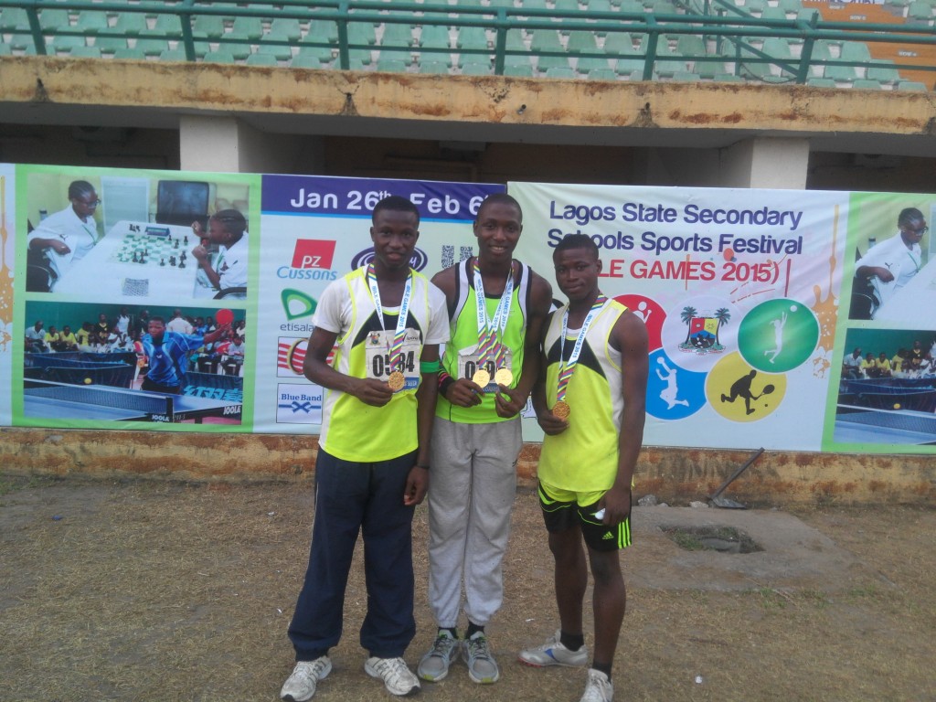 ESe Ogume (Centre) claimed the sprint double and 4x100m relay titles.