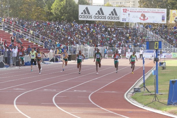 Alphonsus Aniekeme and Ese Brume (Centre) took Silver and Bronze respectively in the women’s 100m.
