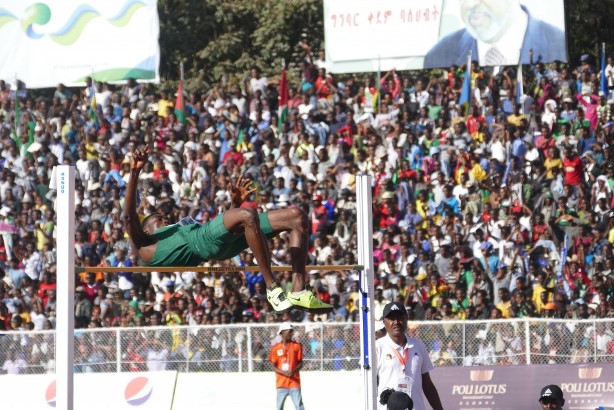 Theddus Okpara picks a Bronze medal in the men’s High Jump.