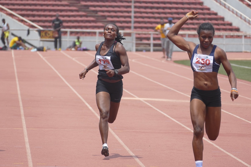 Olubukola Alagbe (Right) coasted to victory in the women's 100m, 200m and 4x100m relay.
