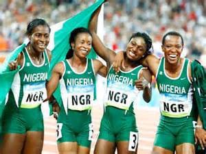 Team Nigeria’s Bronze Medal winning quartet in the women’s 4×100 metres at the Beijing 2008 Olympics! 