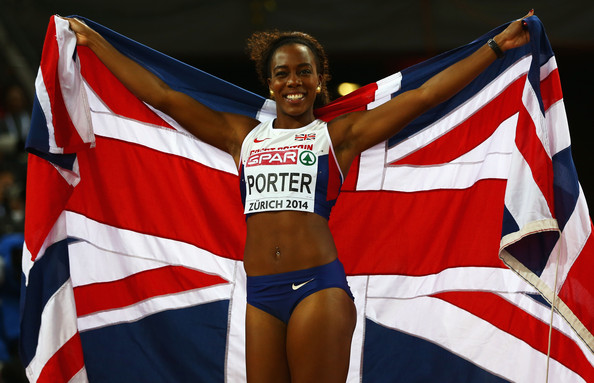 Tiffany Porter celebrates her victory at the 2014 European Championships. (Photo Credit: Getty Images)