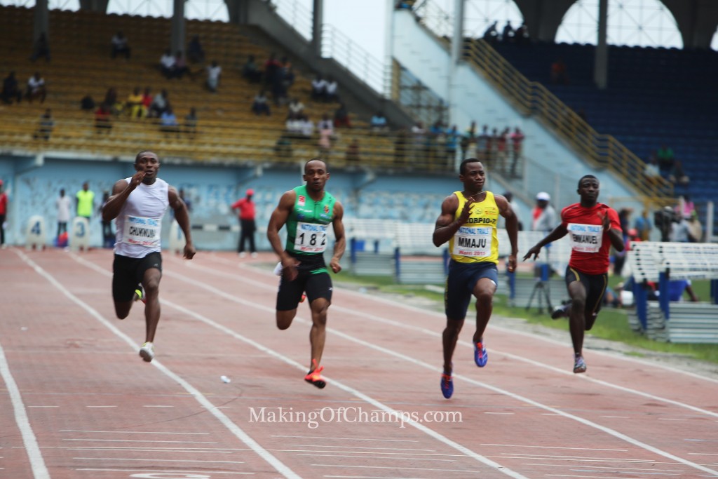 The men's 100m heats was an exciting affair.