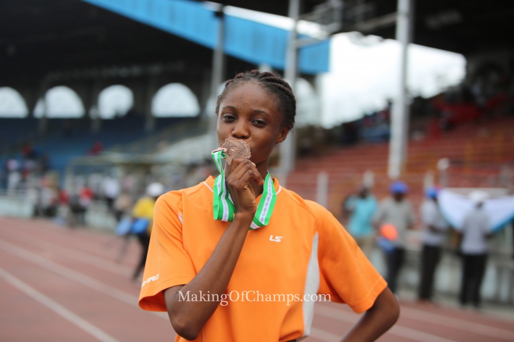 17-year old Ruth Usoro took Bronze in the women's Long Jump.