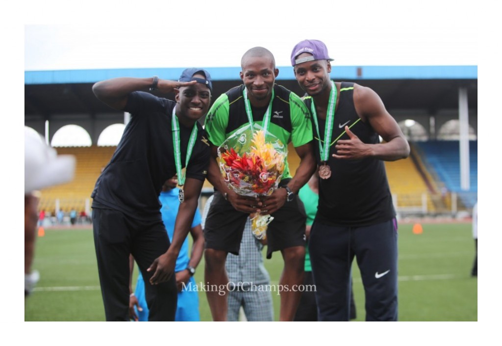 Tosin Oke (C), Olu Olamigoke (L) and Kola Adedoyin (R) were the Top 3 finishers at the 2015 National Trials.