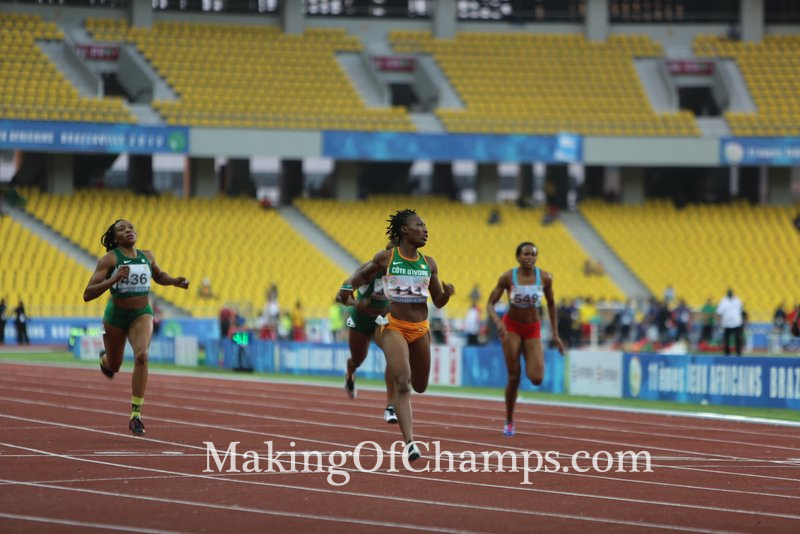 Cote d'Ivoire's Marie Josee Ta Lou won the sprint double in Brazzaville.