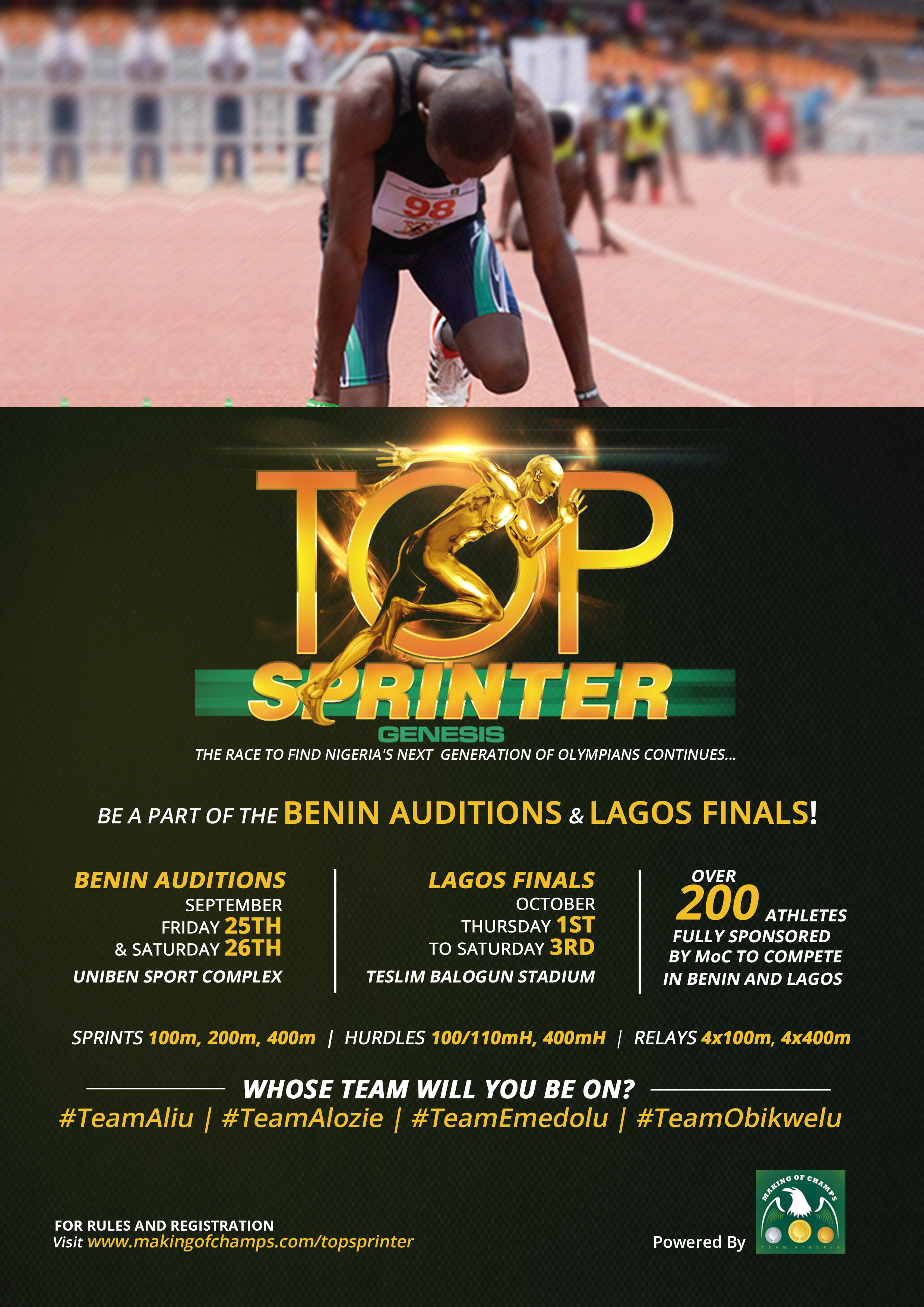 Top Sprinter Benin Auditions and Lagos Finals Registration at a Glance ...