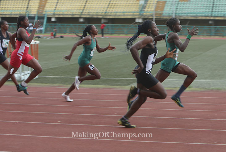 Ifunaya Moughalu (in black) won the women's 200m race.