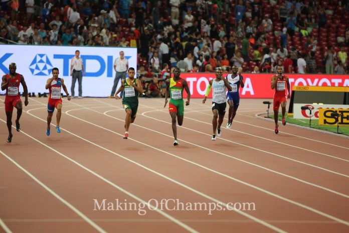 Van-Niekerk 2015 World Championships, Wayde Van Niekerk, Kirani James