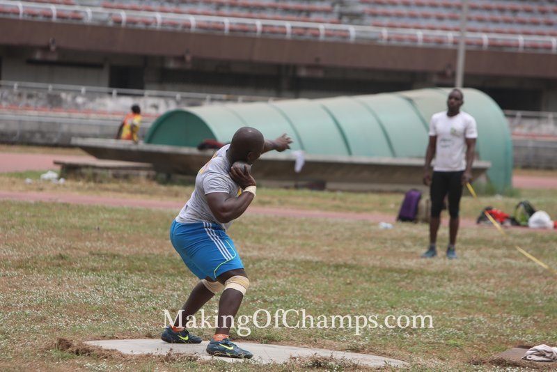 Olawale Olatunji in action in the men's Shot Put.