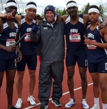 Akerele anchors ORU 4x100m team to CR at Summit League Championships!