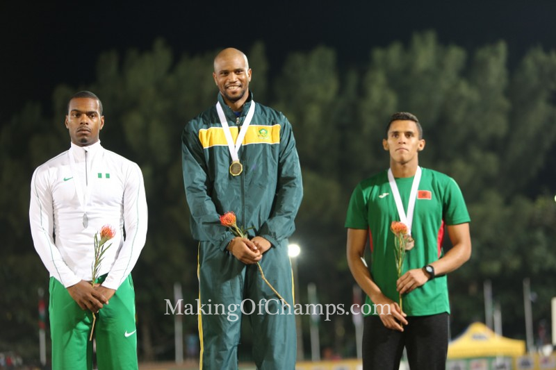 Antonio Alkana flanked by Tyrone Akins and Mohammed Koussi.