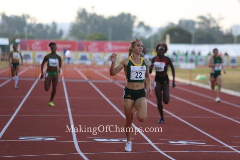 Wenda Nel successfully defended her title in the 400m Hurdles.