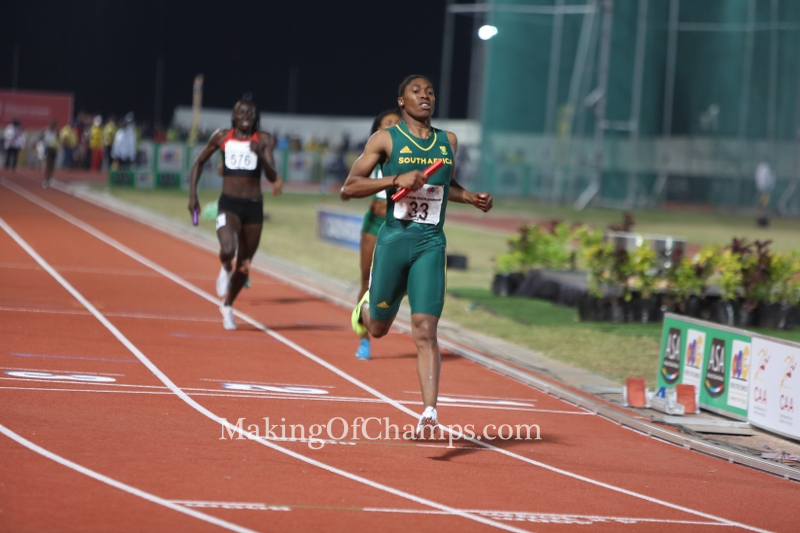 Caster Semenya was the game changer for the South African team who were in 3rd place before she collected the baton.