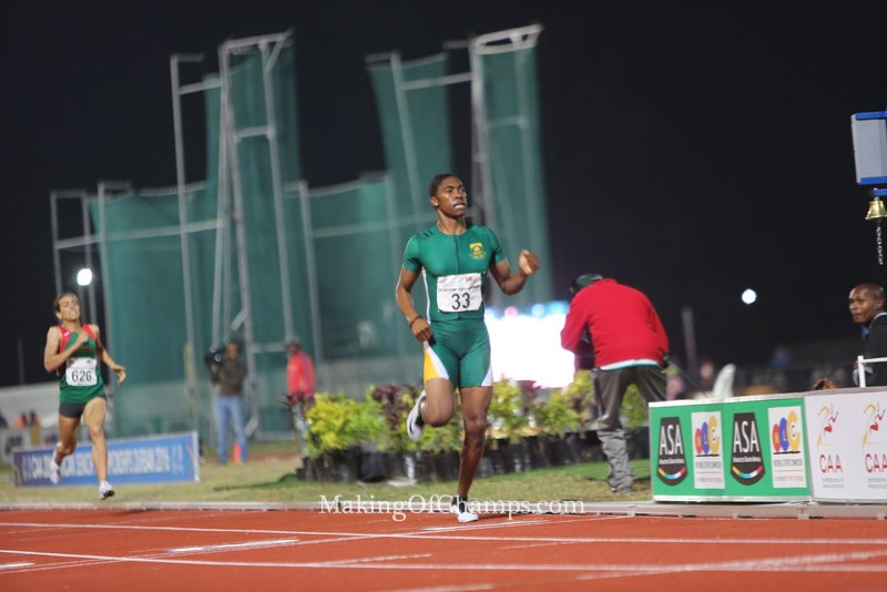 Caster Semenya maintained her unbeaten run to win the women's 1500m in Durban.