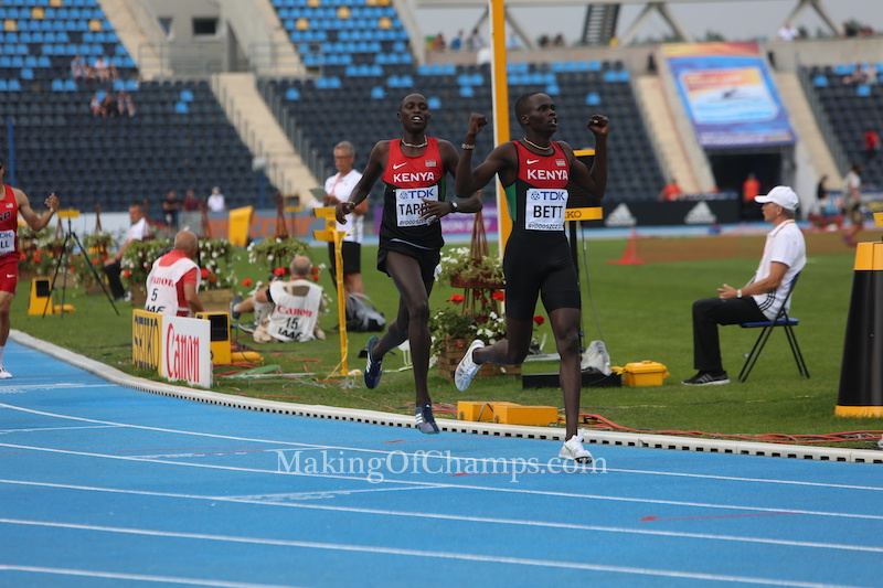 Kipyegon Bett celebrates winning the men's 800m. Photo Credit: Making of Champions/PaV Media