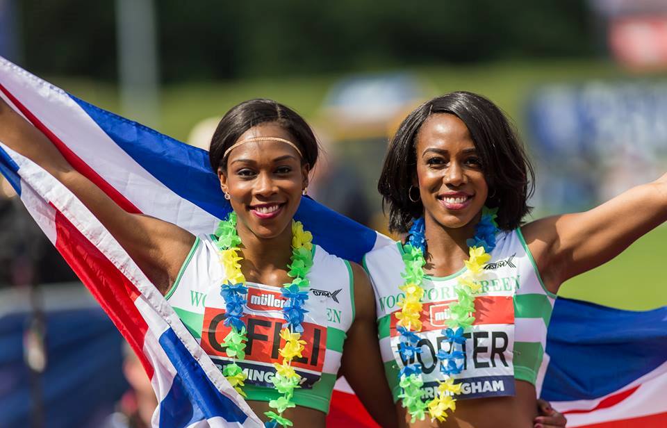 Tiffany Porter and Cindy Ofili do a 1-2 at the 2016 British Trials. (Photo Credit: Toyin Oshodi)