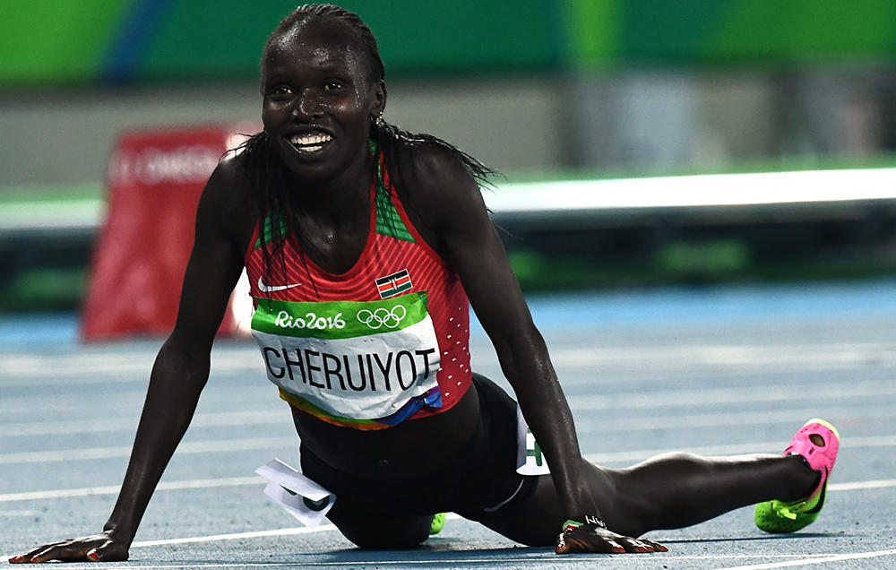 A happy Vivian Cheruiyot after winning the women's 5000m Olympic title. Photo Credit: Reuters
