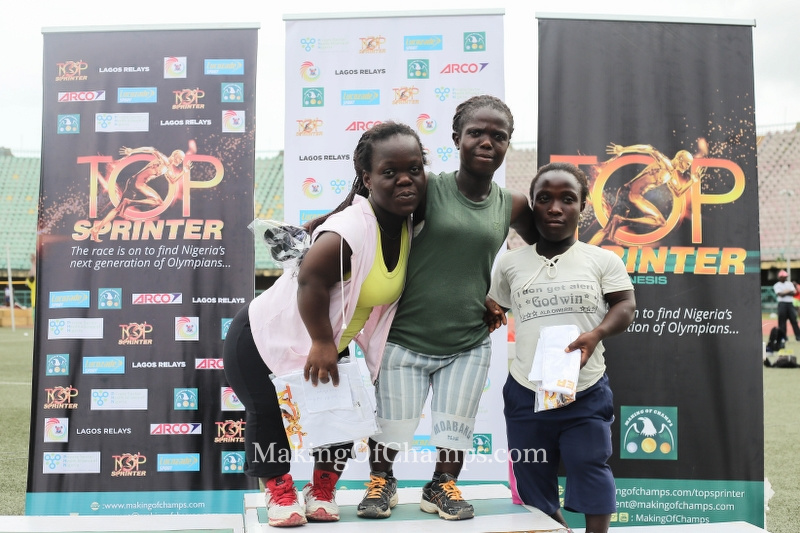 Deborah Agege (Centre), Abigeal Menu (Left) and Bolanle Ojo (Right) finished on the podium in the women's F40 Shot put Para-Athletics event.