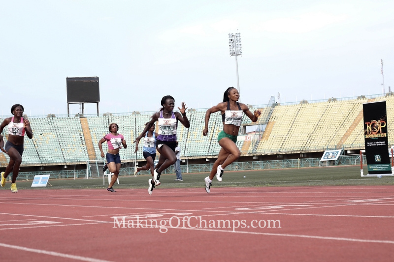 It was a close contest in the women's 100m final, with Mercy Ntia-Obong emerging victorious after dipping in ahead of Cecilia Francis