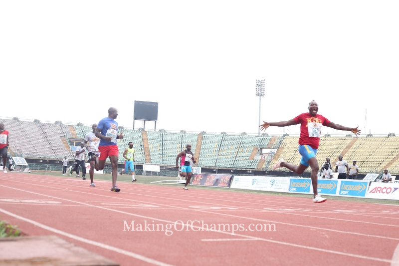 Deji Aliu won the battle for supremacy in the men's 100m Masters race.