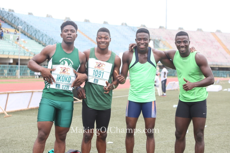 Godspeed's quartet of Onengi Ikoko, Olamide Ajiboye, Abiola Soyemi and Emmanuel Arowolo won the men's 4x100m relay.