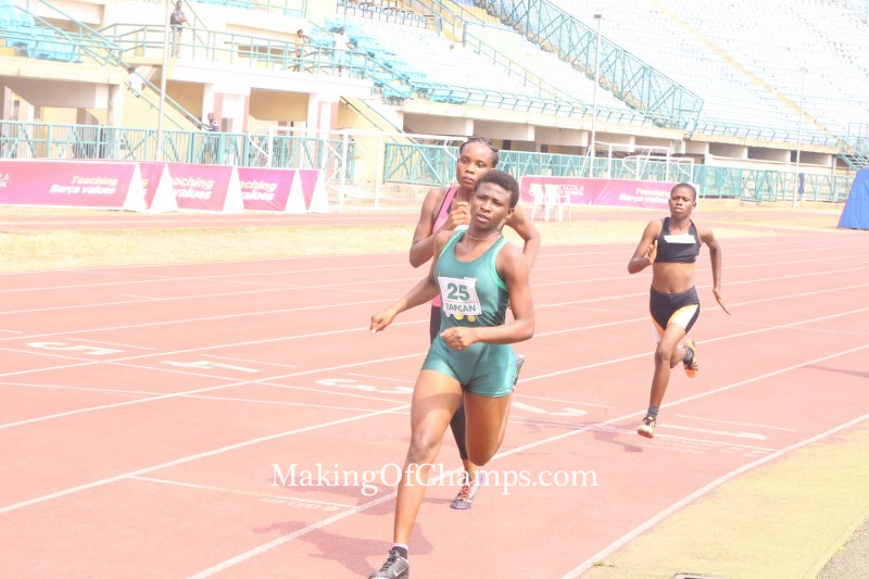 Blessing Obarierhu competing in the women's 500m