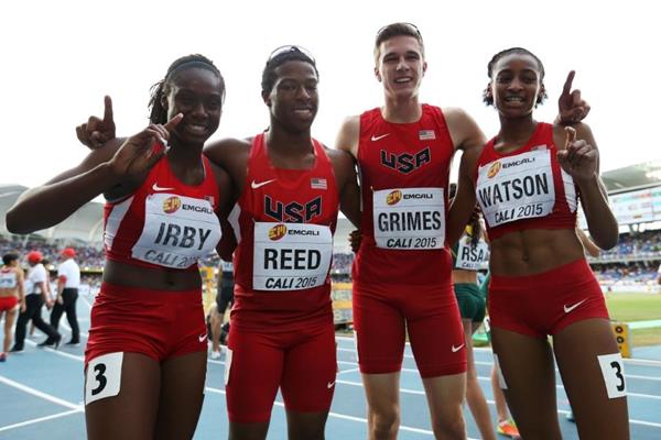 Team USA quartet who won the mixed relay at the 2015 World Youth Championships in Cali, Colombia. Photo Credit: iaaf.org