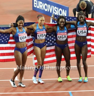 USA wins 7th women’s 4x100m title at London World Championships