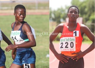 Official Results of Day 1 of Athletics at 2018 NYG in Ilorin